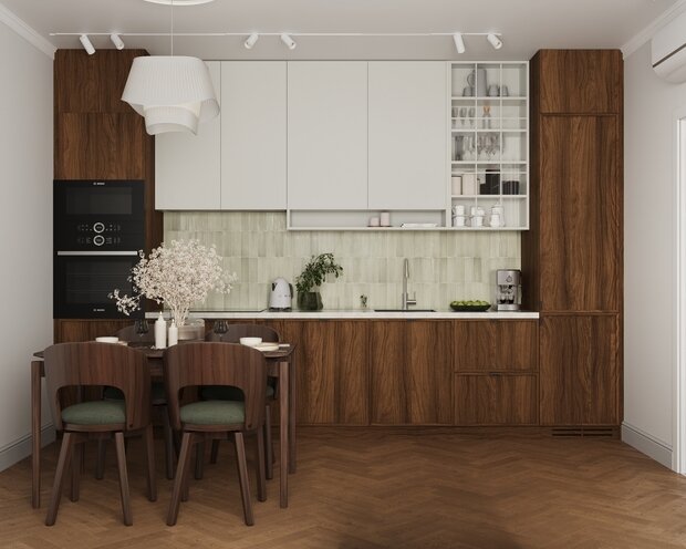 Фотография: Кухня и столовая в стиле Современный, Квартира, Проект дня, Санкт-Петербург, 3 комнаты, 60-90 метров, современный с элементами классики и французского стиля, Гера Остин, Анна Лаковская – фото на INMYROOM