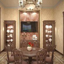 Визуализация интерьера кухни и столовой в классическом стиле