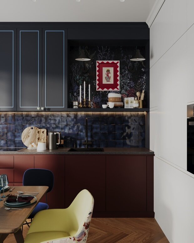 Фотография: Кухня и столовая в стиле Современный, Эклектика, Квартира, Проект дня, Москва, 3 комнаты, 60-90 метров, Анастасия Струве – фото на INMYROOM
