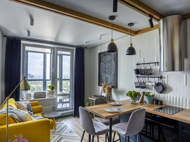 Фотография: Кухня и столовая в стиле Современный, Квартира, Проект недели, Казань, 2 комнаты, 40-60 метров, Davydov Studio, Родион Давыдов – фото на INMYROOM