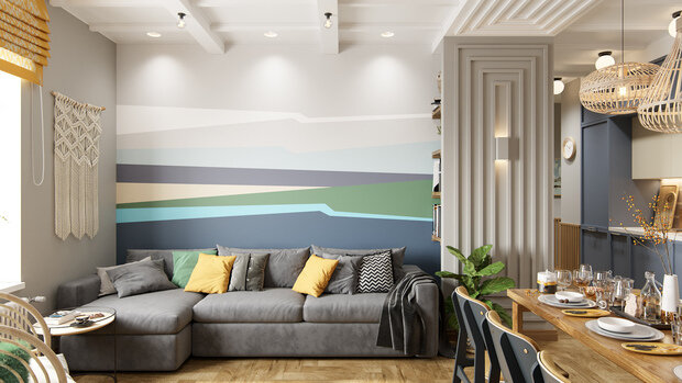 Фотография: Гостиная в стиле Современный, Квартира, Проект недели, 4 и больше, 60-90 метров, Алена Чекалина, Котельники, Дизайн-студия Алены Чекалиной – фото на INMYROOM