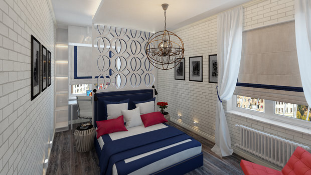 Фото из портфолио Эскизный дизайн-проект спальни-"Полет в стиле фьюжн" для "Квартирного вопроса" – фотографии дизайна интерьеров на INMYROOM