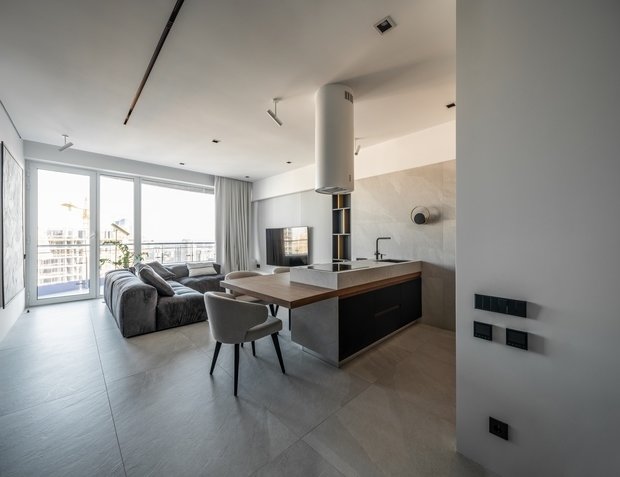 Фотография: Кухня и столовая в стиле Современный, Минимализм, Квартира, Проект недели, Киев, 2 комнаты, 60-90 метров, Lauri Brothers, Юрий Лаури, Сергей Лаури, Анастасия Темпинская – фото на INMYROOM