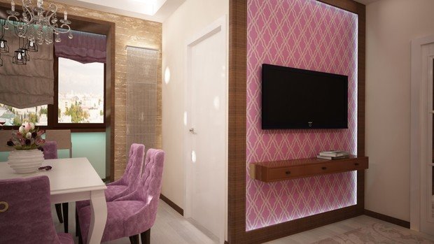 Фото из портфолио Розовое Арт Дэко в 2-комнатной квартире – фотографии дизайна интерьеров на INMYROOM