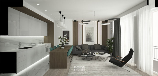 Фото из портфолио Интерьер Гостиной и Коридора на 32 кв.м. для Молодой Семьи в Тбилиси (Дизайнер- Ника Банетишвили) – фотографии дизайна интерьеров на INMYROOM