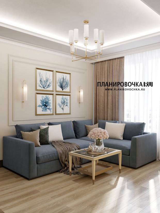 Фото из портфолио ЖК "Ясный", Гостиная 17,7 м2 – фотографии дизайна интерьеров на INMYROOM