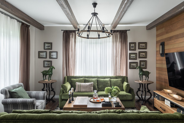 Фотография: Гостиная в стиле Прованс и Кантри, Классический, Дом, Проект недели, Нахабино, 4 и больше, Более 90 метров, Вера Шеверденок, Roomba Interior – фото на INMYROOM