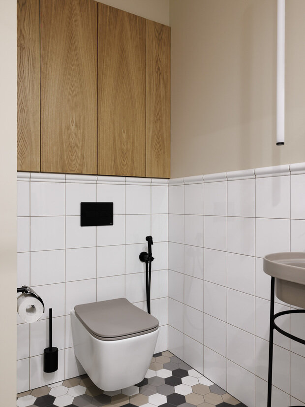 Фотография: Ванная в стиле Скандинавский, Современный, Эклектика, Минимализм, Квартира, Проект дня, Санкт-Петербург, Кирпичный дом, 3 комнаты, Более 90 метров, Елена Булович – фото на INMYROOM