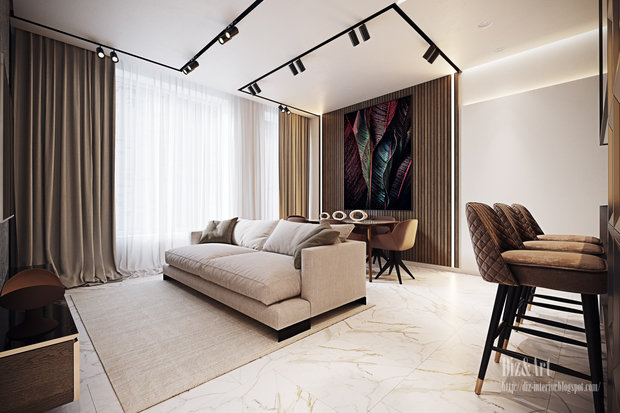 Фото из портфолио Дизайн гостиной-кухни. – фотографии дизайна интерьеров на INMYROOM