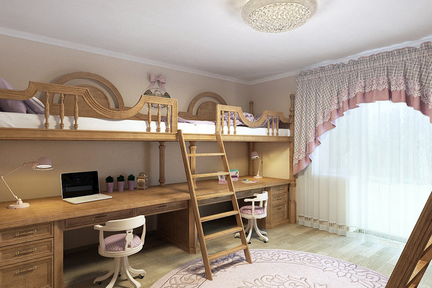 Фото из портфолио Детская для трех девочек – фотографии дизайна интерьеров на INMYROOM
