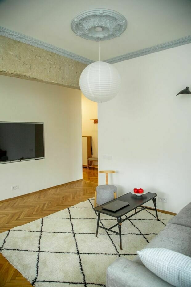 Фотография: Гостиная в стиле Скандинавский, Современный, Эклектика, Минимализм, Квартира, Проект недели, Сталинка, 2 комнаты, 40-60 метров, Москав – фото на INMYROOM