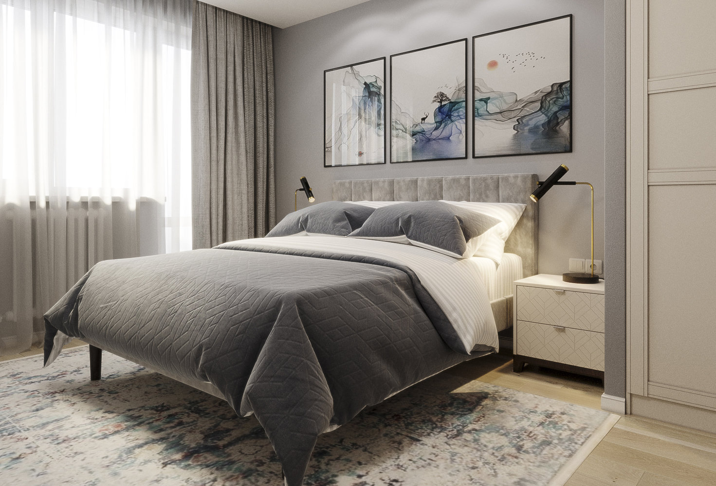 Фотография: Спальня в стиле Современный, Скандинавский, Проект недели, Москва, Панельный дом, 2 комнаты, 40-60 метров, Veronika Marfina – фото на INMYROOM Фотография: Спальня в стиле Современный, Скандинавский, Проект недели, Москва, Панельный дом, 2 комнаты, 40-60 метров, Veronika Marfina – фото на INMYROOM