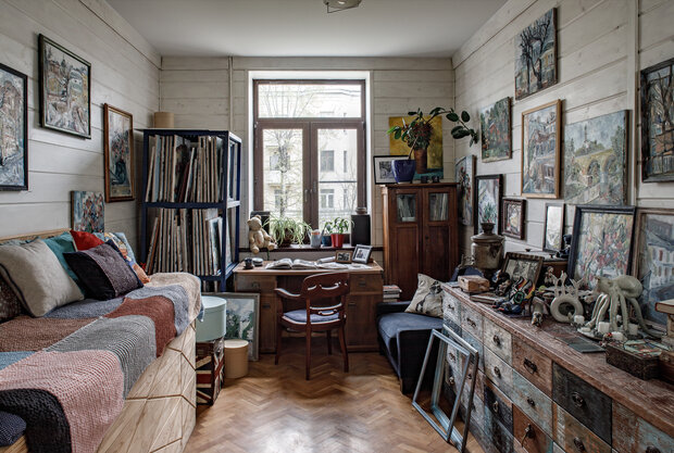 Фотография: Кабинет в стиле Прованс и Кантри, Эклектика, Квартира, Проект дня, Москва, Сталинка, Кирпичный дом, 3 комнаты, 60-90 метров, Винтажный – фото на INMYROOM