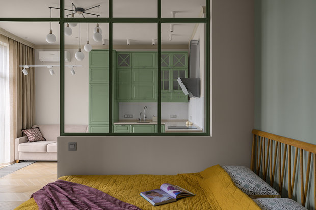 Фотография: Спальня в стиле Современный, Квартира, Проект недели, Москва, 1 комната, 40-60 метров, Алла Сеничева – фото на INMYROOM