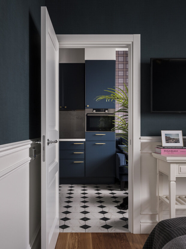 Фотография: Спальня в стиле Классический, Современный, Эклектика, Квартира, Проект недели, Москва, 2 комнаты, 40-60 метров – фото на INMYROOM