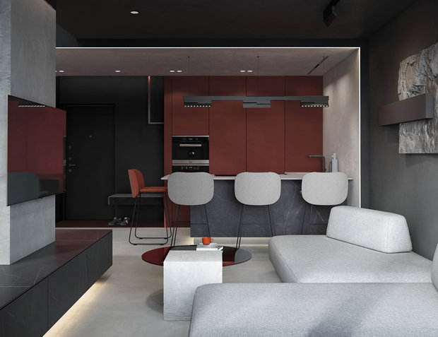 Фото из портфолио Минималистичная двухуровневая квартира в ЖК "Европейский Берег" г. Новосибириск – фотографии дизайна интерьеров на INMYROOM