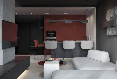 Минималистичная двухуровневая квартира в ЖК "Европейский Берег" г. Новосибириск