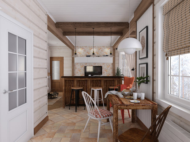 Фотография: Кухня и столовая в стиле Прованс и Кантри, Скандинавский, Проект недели, Дача, Ленинградская область, каркасный дом, Design by Tolsh – фото на INMYROOM