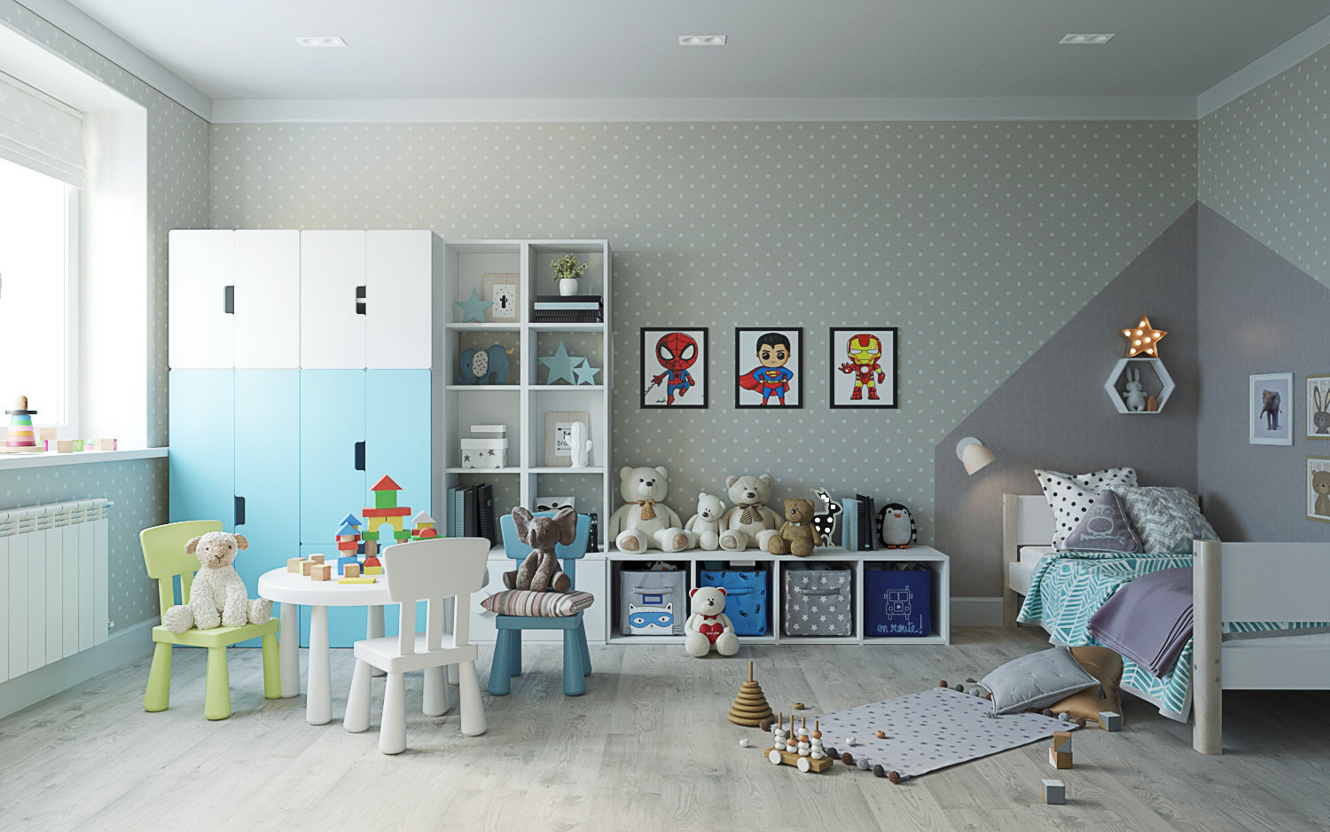 Фотография: Детская в стиле Скандинавский, Квартира, Проект недели, Екатеринбург, Монолитный дом, Юлия Калеми, 3 комнаты, 60-90 метров – фото на INMYROOM