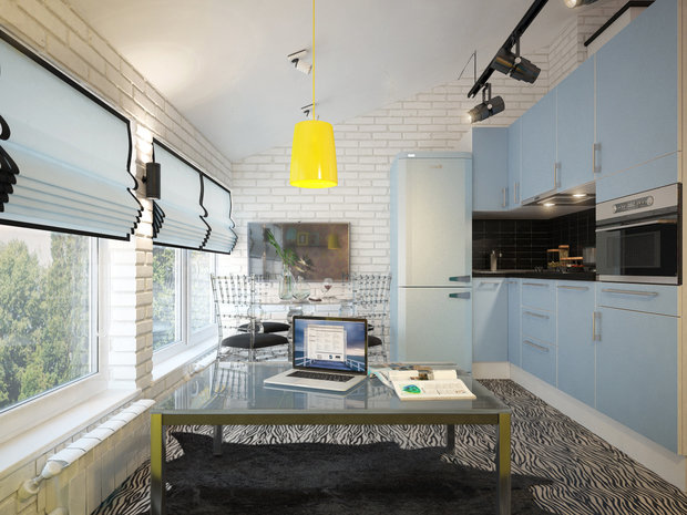 Фото из портфолио Яркая эклектичная 2-х ярусная квартира-мансарда – фотографии дизайна интерьеров на INMYROOM