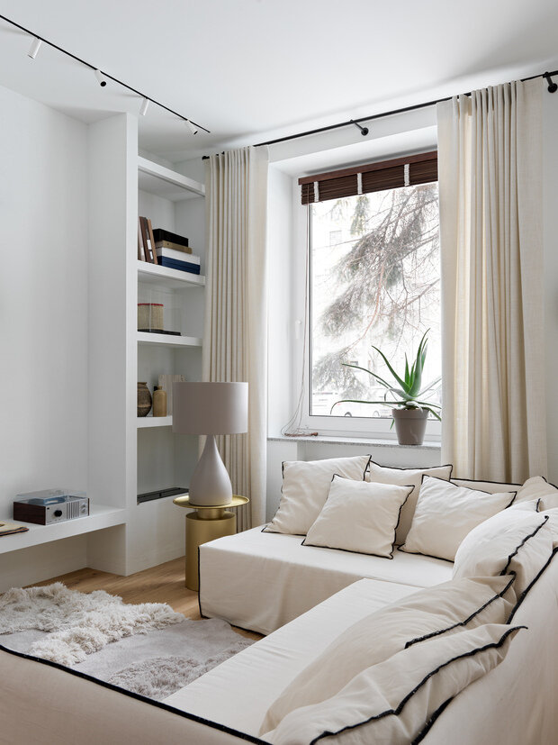 Фотография: Гостиная в стиле Современный, Эко, Квартира, Проект недели, Москва, Сталинка, 2 комнаты, 60-90 метров, Анастасия Рыкова, S-Style – фото на INMYROOM