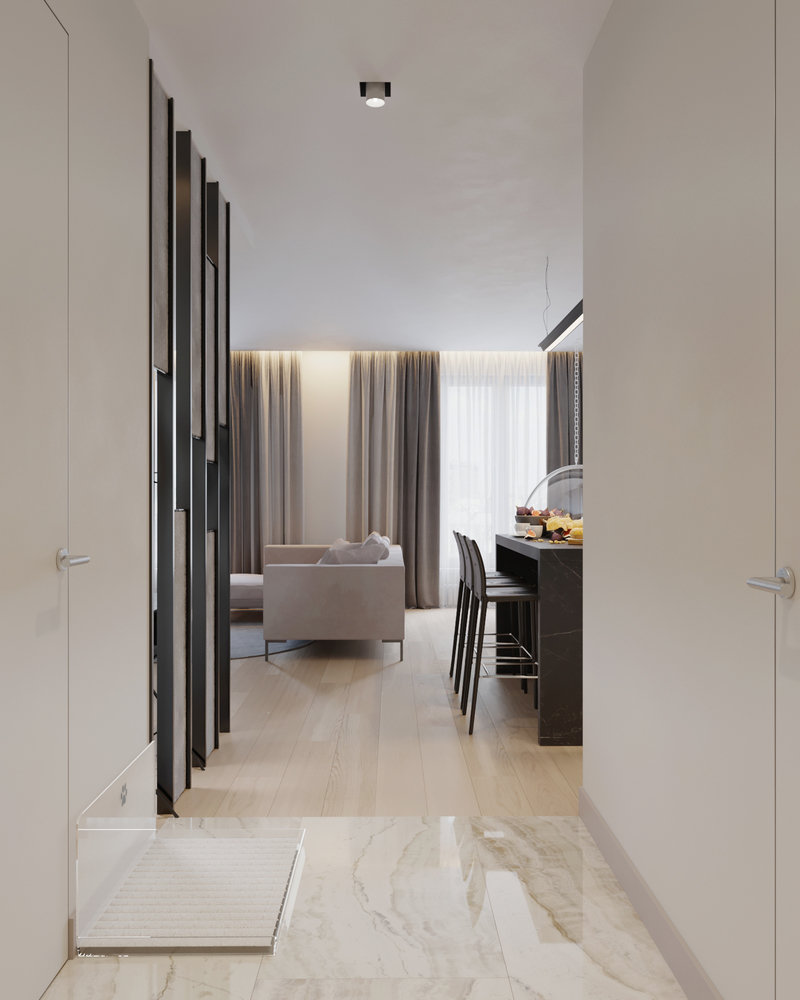 Фотография: Прихожая в стиле Современный, Квартира, Минимализм, Проект недели, Казань, Монолитный дом, 2 комнаты, Более 90 метров, Алина Нургалиева – фото на INMYROOM