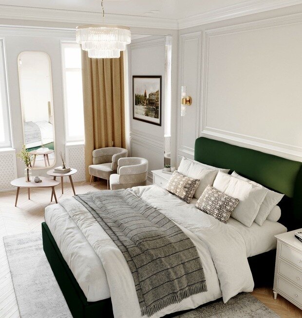 Фотография: Спальня в стиле Классический, Современный, Эклектика, Квартира, Проект недели, Санкт-Петербург, Кирпичный дом, 4 и больше, 60-90 метров, Студия дизайна Максимаджи – фото на INMYROOM