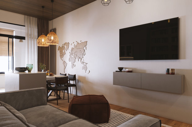 Фотография: Гостиная в стиле Современный, Восточный, Эклектика, Квартира, Проект недели, Москва, Эко, 3 комнаты, 60-90 метров, Дарья Фидоренко – фото на INMYROOM