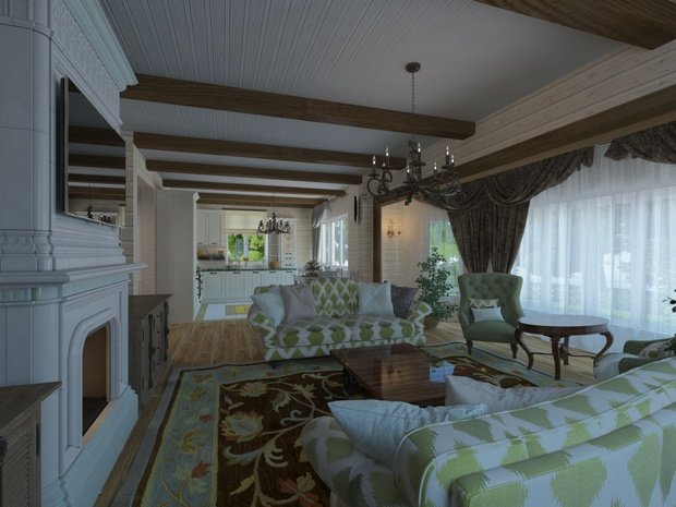 Фото из портфолио Сруб Прованс – фотографии дизайна интерьеров на INMYROOM