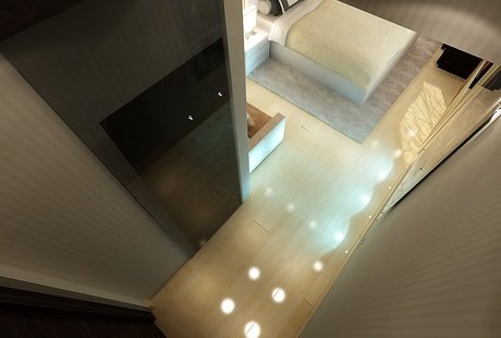 Гардеробная в спальне трехкомнатной квартиры