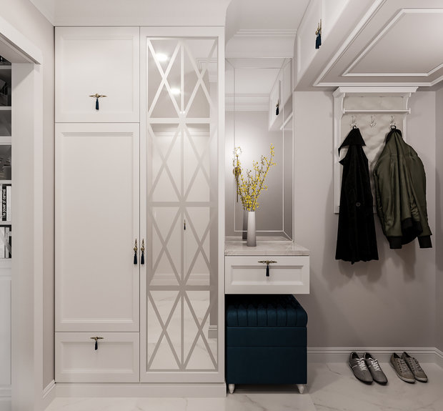 Фотография: Прихожая в стиле Классический, Современный, Кухня и столовая, Ванная, Гостиная, Спальня, Квартира, Белый, Проект недели, Красный, Синий, Серый, 1 комната, 40-60 метров, ПРЕМИЯ INMYROOM – фото на INMYROOM