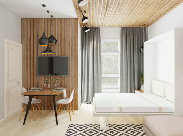 Фотография: Спальня в стиле Эко, Малогабаритная квартира, Советы, Александра Труш, Никита Зуб, Яна Волкова, Юрий Волков, Инесса Терновая, Анна Муравина, малогабаритка, до 40 метров, Александр Малинин – фото на INMYROOM