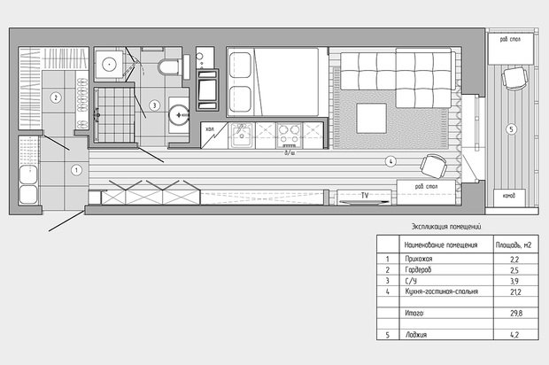 Фото из портфолио Квартира-студия. Как уместить все на 30 кв.м. – фотографии дизайна интерьеров на INMYROOM