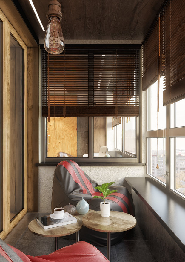 Фотография: Балкон в стиле Лофт, Квартира, Проект недели, Москва, Ольга Райская, Монолитный дом, 2 комнаты, 60-90 метров – фото на INMYROOM