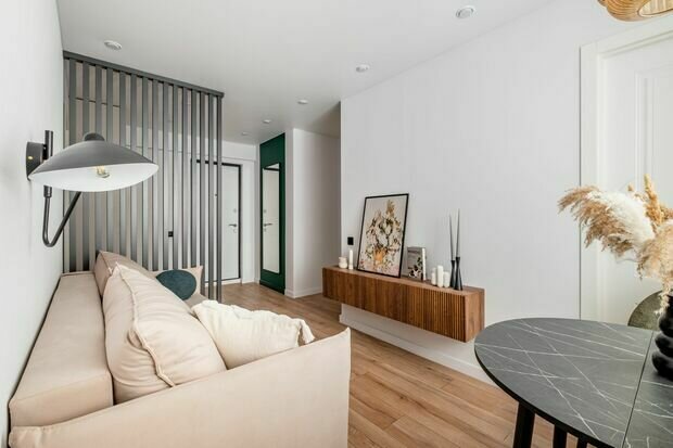 Фотография: Гостиная в стиле Современный, Минимализм, Проект дня, Блочный дом, 3 комнаты, 40-60 метров, Москав, II 29-3 – фото на INMYROOM