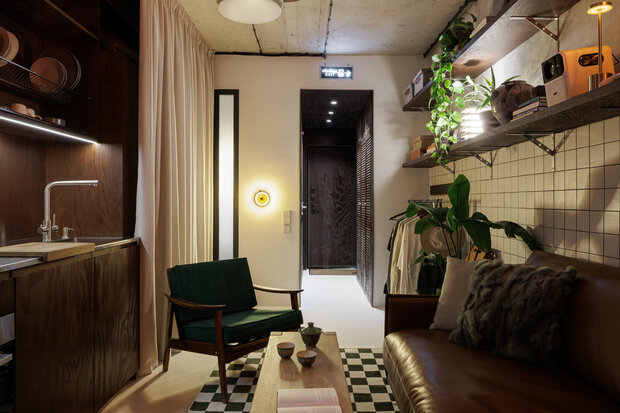 Фотография: Гостиная в стиле Лофт, Современный, Малогабаритная квартира, Квартира, Студия, Проект дня, Сочи, Монолитный дом, до 40 метров, минимализм с элементами современного дизайна – фото на INMYROOM