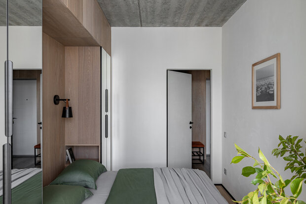 Фотография: Спальня в стиле Современный, Минимализм, Малогабаритная квартира, Квартира, Проект дня, Калининград, 1 комната, до 40 метров, Юлия Смышляева – фото на INMYROOM