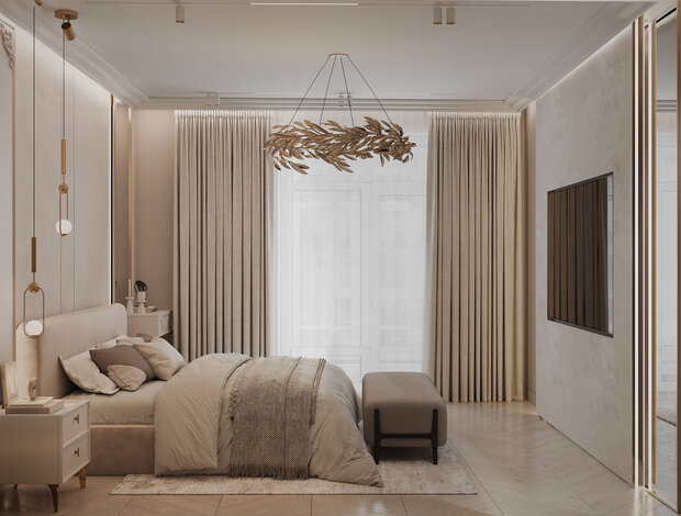 Фото из портфолио Дизайн-проект квартиры в ЖК «Миръ» в стиле современной классики – фотографии дизайна интерьеров на INMYROOM