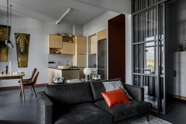 Фотография: Кухня и столовая в стиле Лофт, Современный, Квартира, Проект недели, Москва, Ирина Крашенинникова, Монолитный дом, 2 комнаты, 60-90 метров – фото на INMYROOM