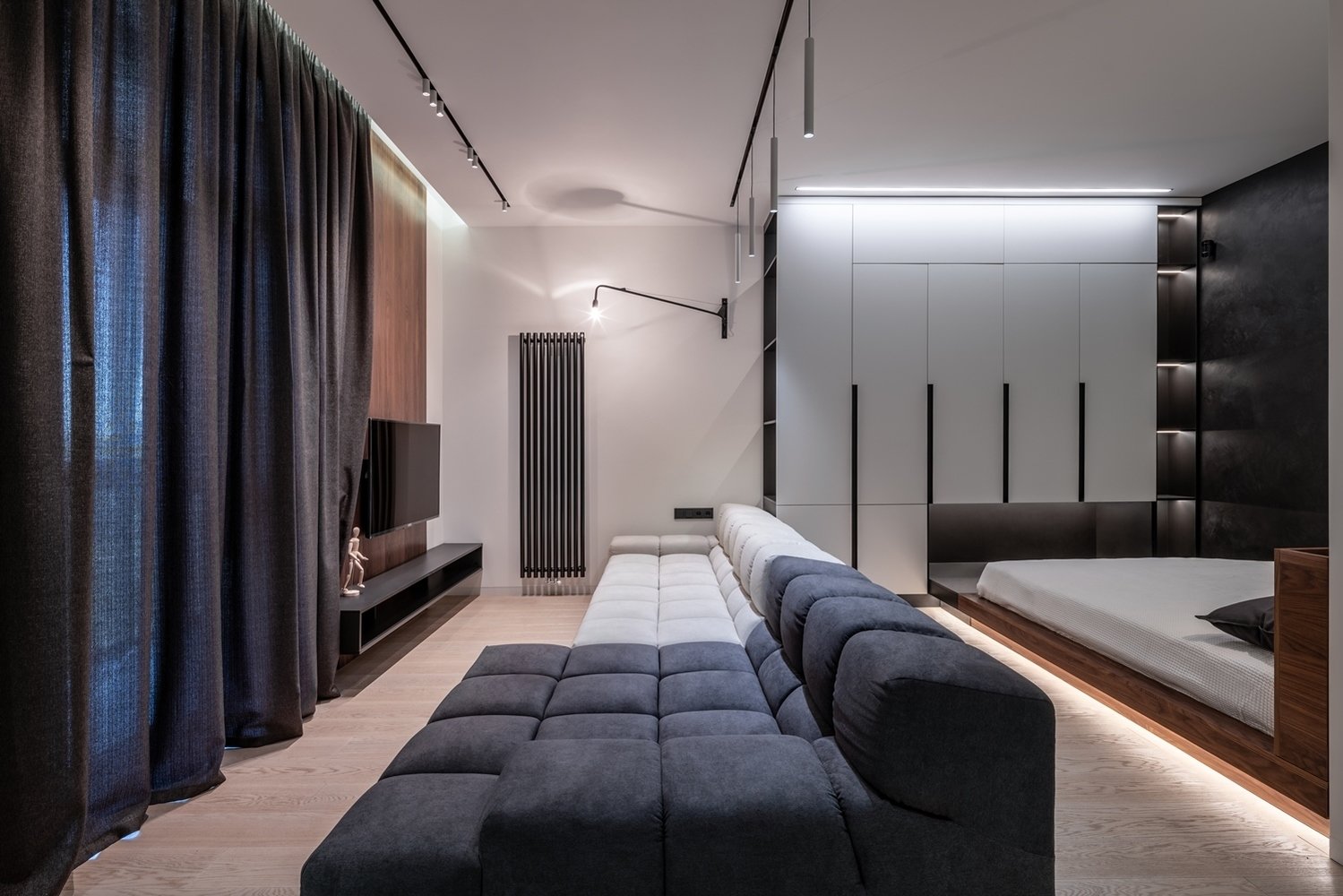 Фотография: Гостиная в стиле Современный, Минимализм, Квартира, Студия, Проект недели, Киев, Lauri Brothers, Юрий Лаури, Сергей Лаури, Дмитрий Роганов – фото на INMYROOM