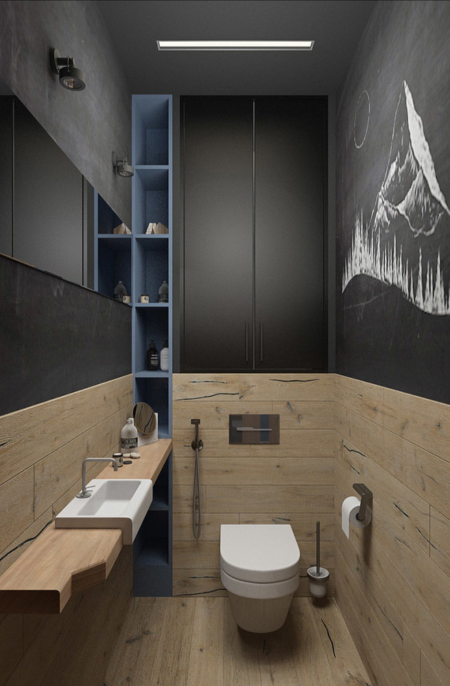 Фотография: Ванная в стиле Лофт, Современный, Квартира, Студия, Проект недели, Дмитровский район, Евгения Ермолаева, EEDS, 40-60 метров, Монолитно-кирпичный, ЖК «Пятиречье» – фото на INMYROOM