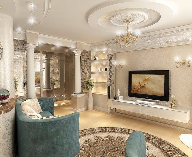 Фото из портфолио Гостиная-кухня в классическом стиле – фотографии дизайна интерьеров на INMYROOM