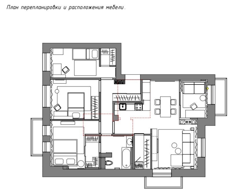 Фотография: Планировки в стиле , Современный, Квартира, Проект недели, Москва, Павел Алексеев, Сталинка, 4 и больше, Более 90 метров, Светлана Алексеева – фото на INMYROOM