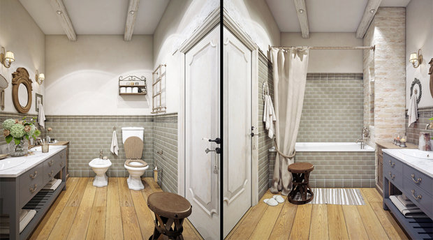 Фотография: Ванная в стиле Прованс и Кантри, Квартира, Проект недели, Москва, Монолитный дом, 4 и больше, Более 90 метров, Дарья Мисюра, ЖК «Соколиное гнездо» – фото на INMYROOM
