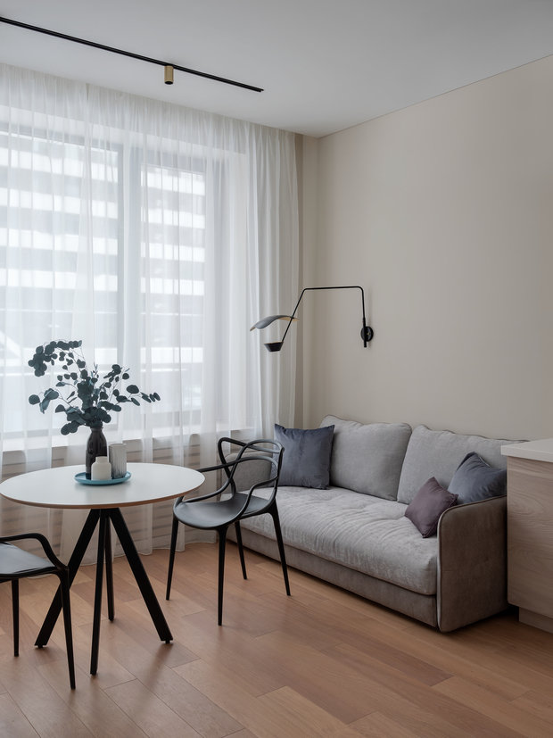Фотография: Гостиная в стиле Минимализм, Современный, Квартира, Проект недели, Москва, 1 комната, 40-60 метров, Светлана Пичугина – фото на INMYROOM