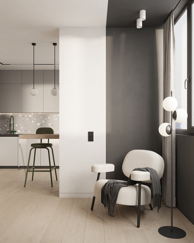 Фотография: Гостиная в стиле Современный, Квартира, Проект недели, Химки, 2 комнаты, 60-90 метров, ADMstudio – фото на INMYROOM