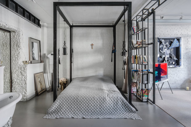 Фотография: Спальня в стиле Лофт, Квартира, Проект недели, Москва, 3 комнаты, 60-90 метров, Мария Полянская – фото на INMYROOM