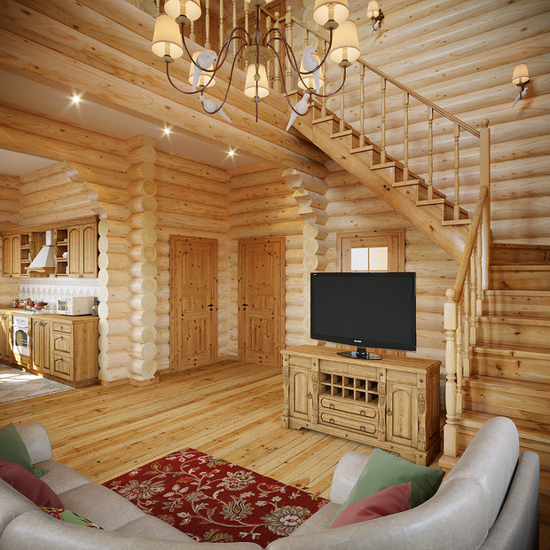 Фото из портфолио Дачный дом из оцилиндрованного бревна – фотографии дизайна интерьеров на INMYROOM