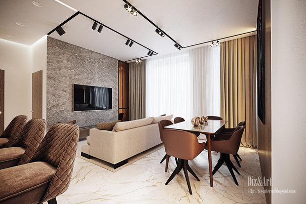 Фото из портфолио Дизайн гостиной-кухни. – фотографии дизайна интерьеров на INMYROOM