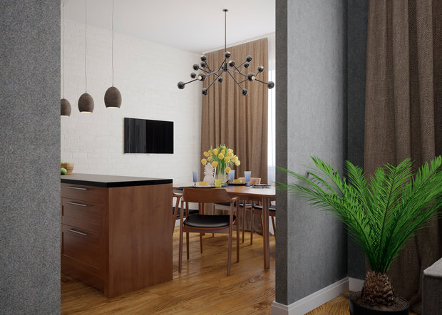 Фотография: Кухня и столовая в стиле Современный, Минимализм, Квартира, Россия, Axo Light, Белый, Проект недели, Черный, Серый, Санкт-Петербург, SLV, Hansgrohe, как построить гардеробную в квартире, Приморский район, Alloc, Iris Ceramiche, Form Us With Love, Khroma Green, Serenissima Capri CIR, Eijffinger United, Vistosi Papiro Pendant, Eijffinger Richmond, Мария Марченко, перепланировка трешки, зонирование трешки, ремонт трешки, как объединить кухню с гостиной, уютный минимализм – фото на INMYROOM